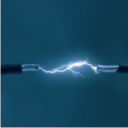 Fios metálicos conduzindo eletricidade