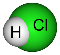 Ilustração de molécula de ácido clorídrico
